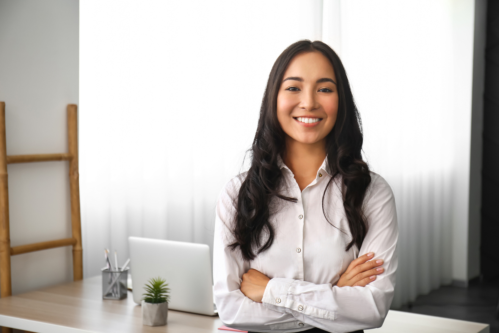 Beautiful Asian Woman in Office